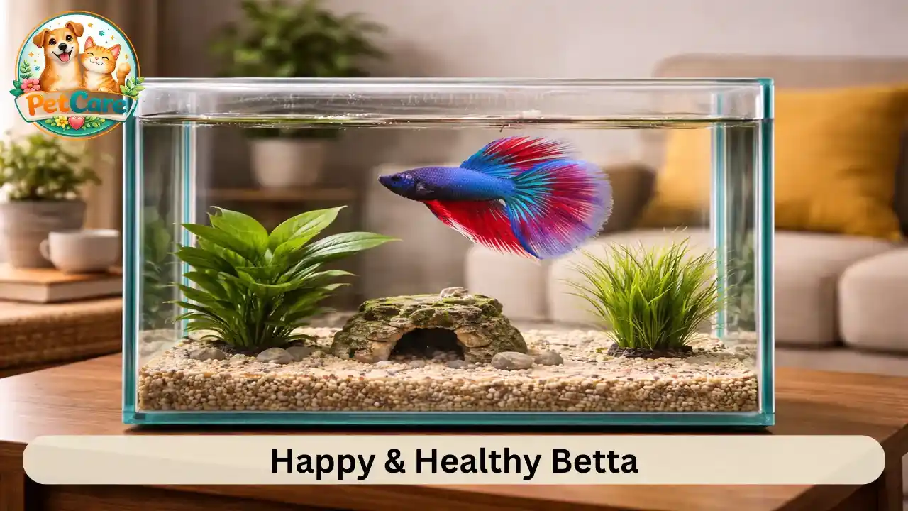 Active Betta fish swimming in a well-maintained aquarium at home.