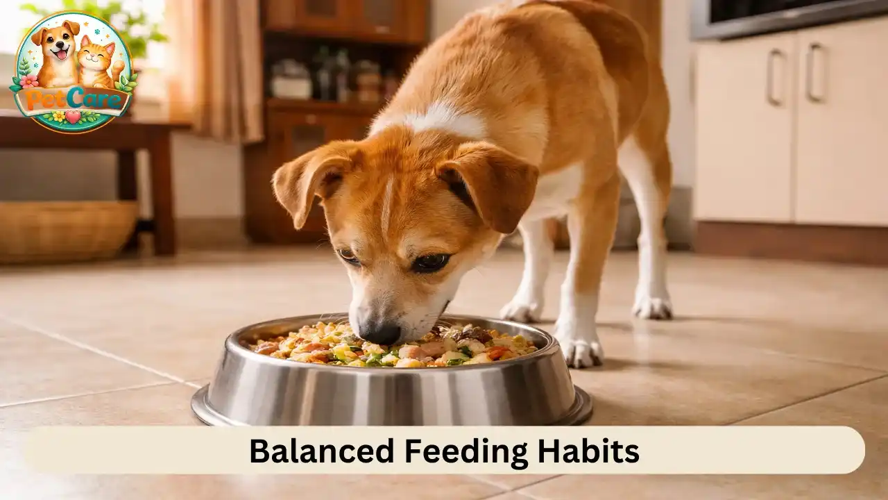 Indian Pariah Dog eating fresh home-style food from a clean steel bowl indoors