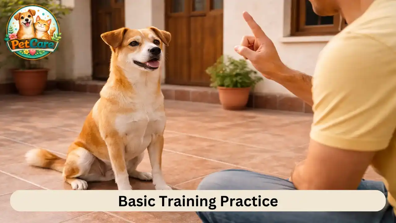 Indian Pariah Dog responding to a simple hand command during home training