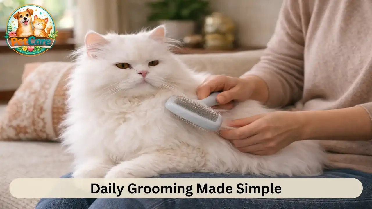 Persian cat grooming routine at home