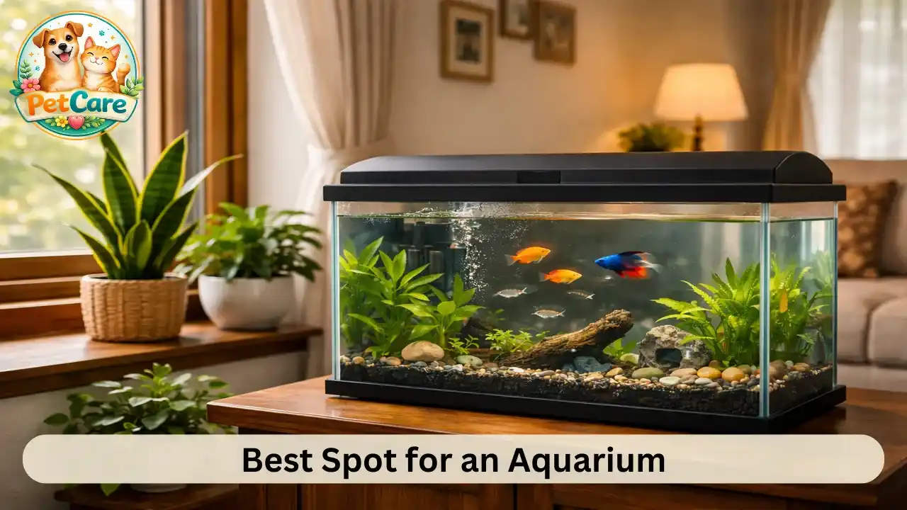 Aquarium placed in a stable indoor location with natural light in a tidy home environment.
