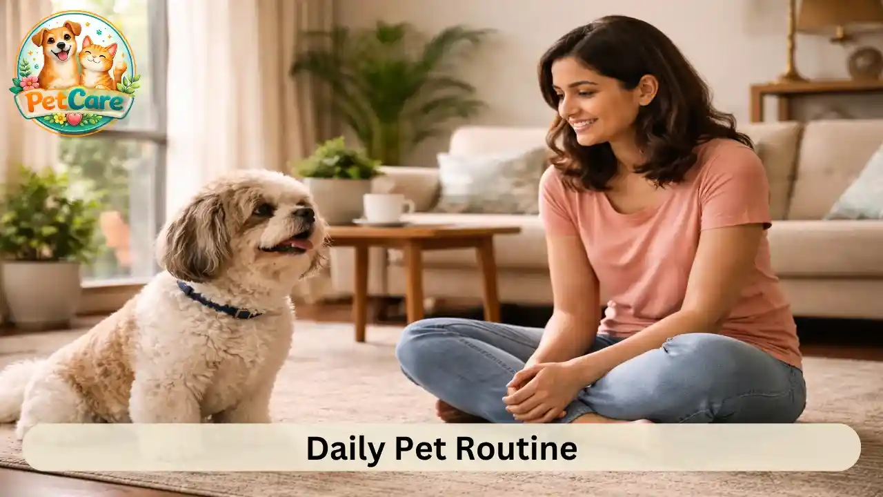 Pet dog enjoying a calm walk with its owner in a peaceful neighborhood