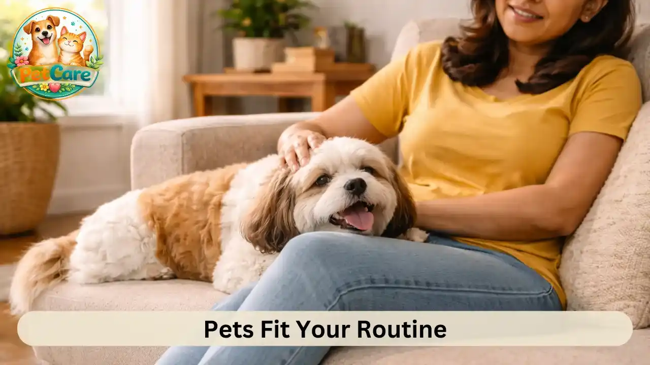 Pet dog relaxing beside its owner on a sofa during a quiet moment at home