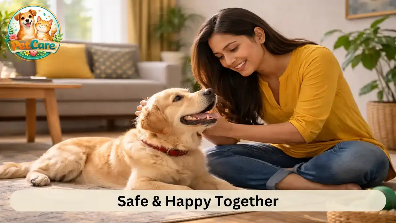 pet owner enjoying playtime with their dog in a safe home environment