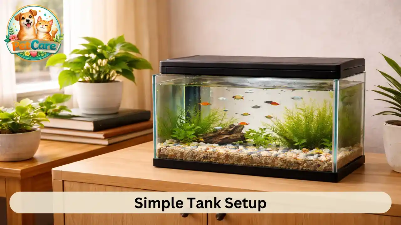 Basic freshwater fish tank setup without advanced filtration system